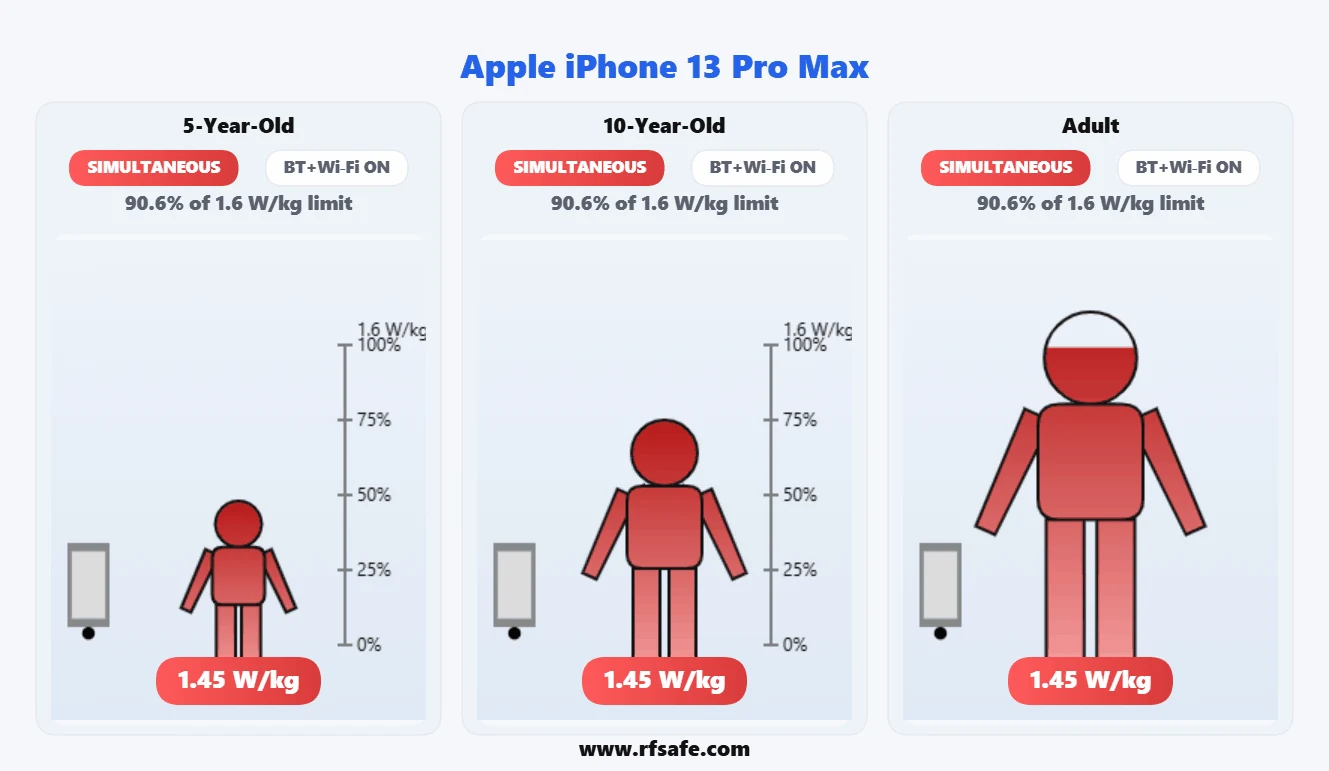 Apple iPhone 13 Pro Max body SAR reference illustration