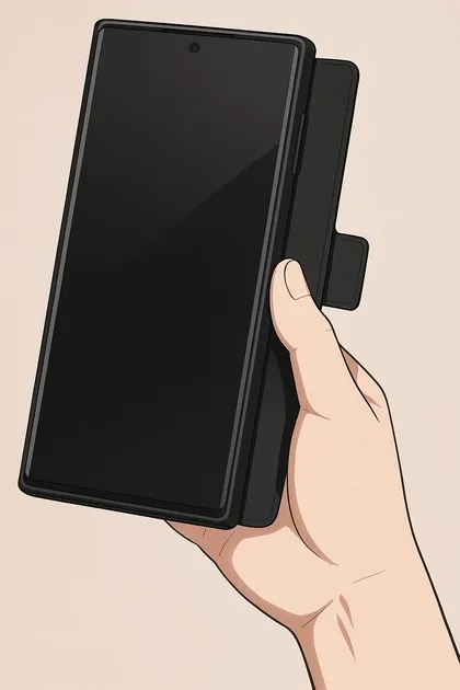 Use the speakerphone grip. QuantaCase positioning illustration